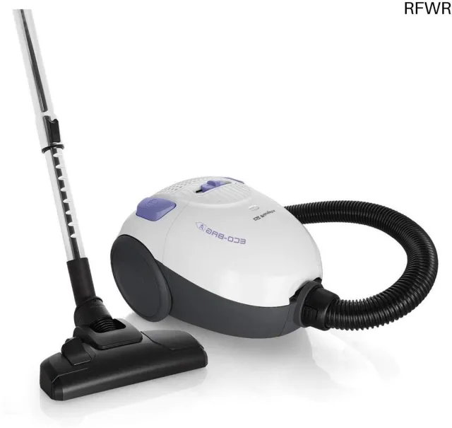 RFWR Stofzuiger met zak, energieklasse A, 800 W vermogen, telescopische buis en automatische snoeropberging Wit