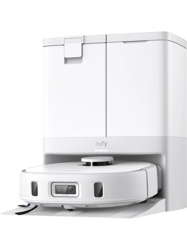 Eufy X10 Pro Omni Robot Stofzuiger en Mop - 8.000Pa zuigkracht - Dubbele dweilpads met 12mm auto-lift en tapijtdetectie - Herkent 100+ objecten voor obstakelvermijding - Alles-in-1 station voor dagelijks onderhoud White