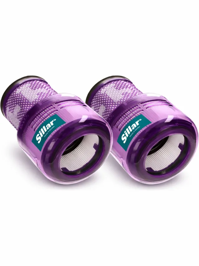 Sillar Stofzuigerfilter – wasbaar - vervangingsfilter geschikt voor Dyson V12 Detect Slim Absolute Total Clean – 2 stuks – vervangt 971517-01 paars, zwart