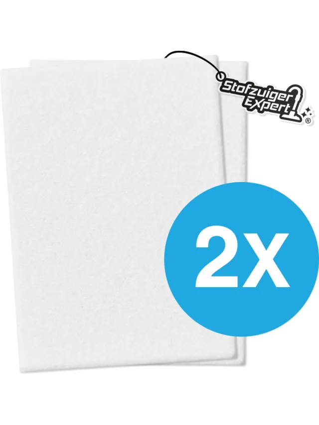 Stofzuiger Expert 2x Universeel Micro / Hygiëne filter voor alle Stofzuigers - 2 stuks 200x125mm Kwaliteits Uitblaasfilter - O.a. geschikt voor Miele, Siemens, Philips, Bosch, Siemens, AEG, Electrolux etc. Wit