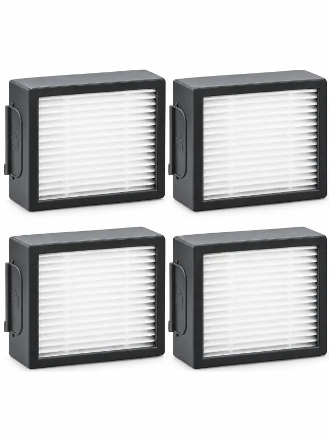BukkitBow Stofzuiger Filter - Robotstofzuiger Accessoires - 4 HEPA-filters - Geschikt voor iRobot Roomba i7 - Wit/grijs