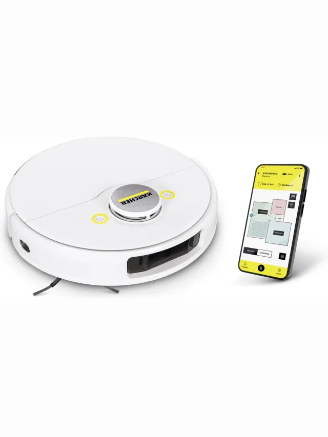 Kärcher RCV 5 Robotstofzuiger - met dweilfunctie - app-besturing - LiDAR-lasernavigatie - dubbele laser en AI mapping - ruimte en obstakeldetectie - 5000 Pa - 120 min looptijd - voor harde vloeren en tapijten Wit
