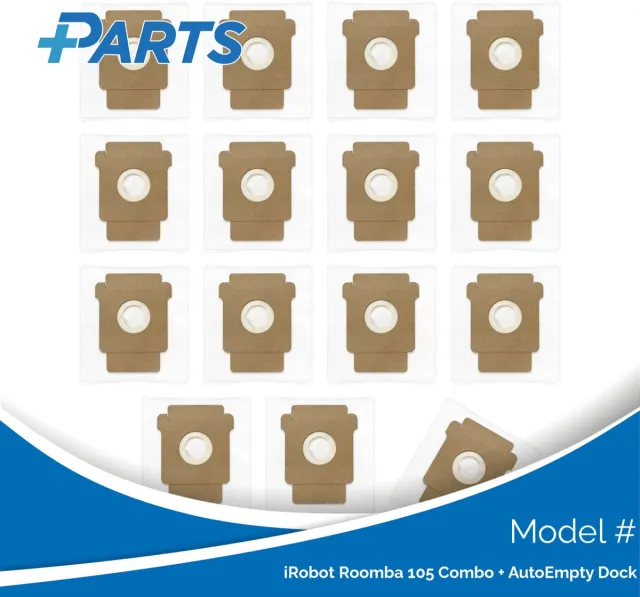 Plus.Parts iRobot Roomba 105 Combo + AutoEmpty Dock Stofzakken (15 Stuks, Plus.Parts® alternatief voor 4849916) Overig